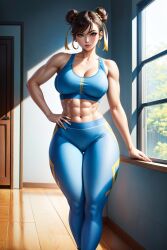 1girls abs ai_generated ass big_ass big_breasts breasts capcom chun-li curvy_body curvy_figure diffusionlad female female_only fit fit_female long_hair looking_at_viewer seductive_look stable_diffusion street_fighter thick_thighs voluptuous voluptuous_female