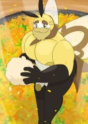 bakablue bara beard bee chubby daddy flower furry gay insects male_only pokémon_(species) pokemon pollen ribombee