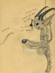 2017 arms_tied balls big_balls big_ears big_penis black_sclera bodily_fluids bondage bound character_request clothing cock_and_ball_torture copyright_request dialogue disembodied_tail dripping duo english_text erection foreskin fully_bound genital_fluids genital_torture genitals glistening glistening_genitalia glistening_penis hi_res horn horn_cuff huge_balls huge_cock humanoid humanoid_genitalia humanoid_penis humanoid_pointy_ears hyper hyper_balls hyper_genitalia hyper_penis imp legs_tied male male_focus nim_(naughtyimp) onomatopoeia open_mouth orgasm_denial penis plantigrade portrait precum precum_drip restraints retracted_foreskin rope rope_bondage sharp_teeth side_view simple_background skinny solo_focus sound_effects spade_tail stuttering submissive submissive_male suspension sweat sweatdrop tail tail_tied tan_background teeth text textured_background thong tied_balls tush underwear vein veiny_penis