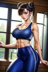 1girls abs ai_generated ass big_ass big_breasts breasts capcom chun-li curvy_body curvy_figure diffusionlad female female_only fit fit_female long_hair looking_at_viewer seductive_look stable_diffusion street_fighter thick_thighs voluptuous voluptuous_female