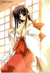 1girls female female_only hakama miko munechira solo suzuhira_hiro tagme