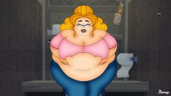 1girls 2023 ass bbw belly belly_bulge belly_grab big_ass big_belly big_breasts big_butt blonde_female blonde_hair blue_eyes breasts canonical_scene cartoon_network chubby chubby_female cleavage cooldeverage crossed_legs eyelashes fat_ass fat_belly fat_butt female female_focus female_only front_view gapped_teeth grabbing_belly hands_on_belly hips holding_belly jeans light-skinned_female light_skin lipstick looking_at_viewer love_handles midriff outhouse overweight overweight_female pants pawg public_restroom redraw scene_interpretation shirt short_shirt smile solo solo_female solo_focus ssbbw sugar_(tdi) teletoon tooth_gap toothy_grin toothy_smile total_drama:_pahkitew_island total_drama_island watermark wide_hips