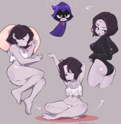 1girls ass cartoon_network clothing dc female ho_meng human large_breasts outerwear pajamas pale_skin panties rachel_roth raven_(dc) sleeping solo solo_female tagme teen_titans teen_titans_go waking_up