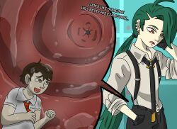 digestion giantess green_hair inside_view intestines nikonoir piercing pokemon ponytail rika_(pokemon) shrinking vore