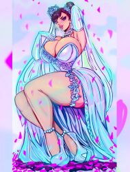 big_breasts bimbo breasts chun-li high_heels huge_breasts large_breasts street_fighter theartofmathew thick_thighs wedding_dress