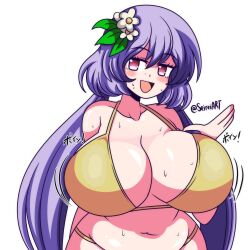 benben_tsukumo breasts huge_breasts large_breasts light_purple_hair looking_at_viewer seireiart swimsuit touhou