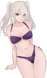 1girls alternate_costume ass_visible_through_thighs bare_thighs bikini breasts brown_eyes female female_only fire_emblem fire_emblem_awakening fire_emblem_heroes grey_hair grin hair_over_one_eye large_breasts looking_at_viewer medium_hair nintendo o-ring official_alternate_costume purple_bikini purple_swimsuit robin_(female)_(summer)_(fire_emblem) robin_(fire_emblem) robin_(fire_emblem)_(female) serafineart1001 sitting smile solo swimsuit thighs twintails underboob white_hair