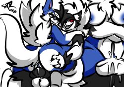 anthro ass big_breasts big_butt bodily_fluids breasts butt_grab cum cum_inside duo female fur generation_7_pokemon genital_fluids hand_on_butt huge_breasts knot knotting lycanroc male male/female midnight_lycanroc nintendo pokemon pokemon_(species) roder_vasquez skye_primis smile