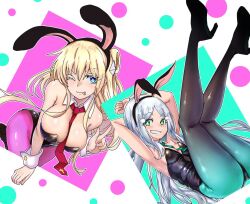 2girls aleister_crowley_(to_aru_majutsu_no_index) armpits ass breasts bunnysuit cleavage ebora laura_stuart leotard to_aru_majutsu_no_index youngmanisdown