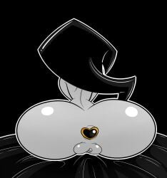 anal animated big_ass big_butt black_and_white black_hair buttplug gif gorila_invisible_(artist) heart_buttplug in_bed inky_(gorila_invisible) jewel_buttplug latex monochrome sex_toy shortstack teasing white_skin
