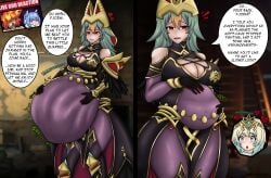 1boy 4girls absorption_vore after_vore big_belly big_breasts blonde_hair blue_hair blushing breast_expansion cleavage dark_skin digestion english_text female_focus fire fire_emblem fire_emblem_heroes fjorm_(fire_emblem) fjorm_(ice_ascendant)_(fire_emblem) green_hair heart inviting laegjarn_(fire_emblem) laegjarn_(flame_ascendant)_(fire_emblem) lesbian_kiss long_hair multicolored_hair muspell_(fire_emblem) nifl_(fire_emblem) nintendo orange_hair post_vore red_eyes red_hair reformation rubbing_belly same_size_vore short_hair sovinski stomach_bulge text thick_thighs thigh_expansion unseen_character voluptuous vore vore_belly weight_gain wide_hips yellow_eyes