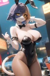 1girls 2020s 2023 ai_generated alternate_costume anthro big_breasts blue_fur bow_tie bowtie bunny_costume bunny_ears bunny_tail bunnysuit calico_cat cat_ears cat_tail catgirl detailed detailed_background domestic_cat ear_piercing epic_games fake_animal_ears felid feline felis female female_only fortnite furry furry_only leotard mammal meow_skulls_(fortnite) meowskulls nightclub orange_fur pink_nose playboy_bunny playboy_bunny_costume playboy_bunny_leotard playboy_outfit shiny_clothes solo thong_leotard white_body wrist_cuffs yellow_eyes