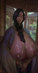 1girls big_breasts black_hair bleach bleach:_the_thousand-year_blood_war breasts busty closed_eyes cum cum_on_breasts cum_on_face curvaceous curvy curvy_body curvy_female curvy_figure female huge_breasts large_breasts nipples tomoe_draws unohana_retsu voluptuous