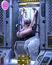 1boy 3d 3d_(artwork) anus balls blindfold cum cum_drip cum_in_ass erect_penis erection femboy light-skinned_male light_skin male male_focus male_only nier:_automata nier_(series) nude nude_male penis platinum_games restrained short_hair solo square_enix testicles trap ugnaughtsden white_hair yorha_9s