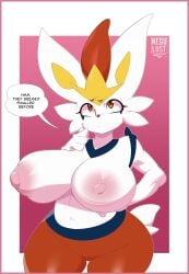 2d anthro cinderace female female_cinderace furry generation_8_pokemon huge_breasts lagomorph negullust nintendo pokémon_(species) pokemon