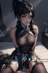 1girls ai_generated avatar_legends big_breasts black_hair black_stockings blue_eyes female korra looking_at_viewer neuronude nipples_visible_through_clothing patreon patreon_username seductive see-through see-through_clothing smile solo stockings the_avatar the_legend_of_korra water_tribe