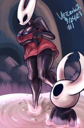 3_fingers ass big_breasts black_body blue_nipples hollow_knight hornet_(hollow_knight) huge_ass huge_breasts protagonist_(hollow_knight) sitting spring tagme thick_thighs towel veilzebub