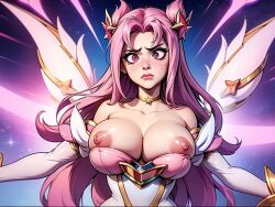 ai_generated breasts embarrassed kai'sa league_of_legends nipples star_guardian_kai'sa star_guardian_series