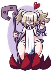 1boy 1femboy bangs bangs_over_eyes clergy_(disgaea) cute_fang disgaea femboy gensin hair_over_eyes male male_healer_(disgaea) nippon_ichi_software skimpy_clothes standing thick_thighs thighs wide_hips