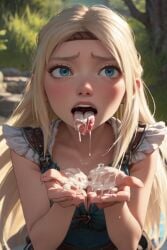 1girls after_oral after_sex ai_generated astrid_hofferson blonde_hair blue_eyes catching_cum cum cum_drip cum_dripping cum_dripping_from_mouth cum_in_hands cum_in_mouth cum_inside cum_on_face cum_on_hand cum_on_hands cum_on_tongue curvaceous curvy curvy_body curvy_female curvy_figure dreamworks female female_only heroine horny horny_female hourglass_figure how_to_train_your_dragon light-skinned_female light_skin mouth mouth_open pixai solo solo_female tongue tongue_out viking viking_female voluptuous voluptuous_female