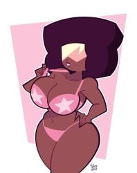 afro big_breasts bikini breasts cartoon_network curvy dark-skinned_female garnet_(steven_universe) gem_(species) gem_fusion goodbyellow hellavenderr shades simple_background solo solo_female steven_universe thick_thighs thighs