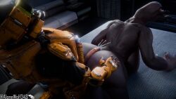 1boy 1girls 3d 3d_(artwork) alien_girl alonewolf343 armor breasts cum ejaculation erection female_sangheili halo_(series) halo_infinite helmet huge_breasts interspecies large_breasts large_penis long_penis nude orgasm penis sangheili semen sideboob spartan_(halo) straight thick_ass thick_cum thick_hips thick_legs thick_thighs thighs