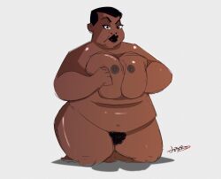 1girls amanda_waller areola bbw belly big_breasts black_hair black_pubes breast_squeeze breasts brown_body brown_skin dark-skinned_female dark_skin dc dc_comics female_only hair jodero kneeling lips looking_at_viewer mature mature_female mature_woman milf nipples nude overweight overweight_female pubes red_lips shadow short_hair signature solo solo_female thick_lips thick_thighs white_background