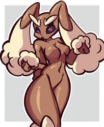 anthro breasts brown_fur bunny_ears bunny_girl bunny_tail featureless_breasts female furry furry_ears furry_female furry_only furry_tail lopunny nintendo patatero69 pokemon pokemon_(species) solo