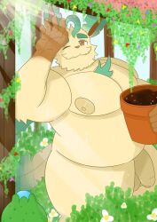 bakablue bara chubby daddy eeveelution furry garden gay leafeon male_only plant pokemon pokemon_(species)