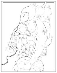 anal anal_sex animal_genitalia animal_penis anthro anthro_on_feral anthro_penetrated ass balls bent_over big_penis bouncing_balls bouncing_breasts breasts chained chains comic comic_panel crotchboob digitigrade duo eli_(elicazz) elicazzz felid feline female female/female feral feral_penetrating feral_penetrating_anthro genitals hair hand_on_shoulder hi_res huge_cock imminent_destruction jumping knees_bent line_art low-angle_view lying mammal mythological_sphinx mythology on_fore_legs on_front paushi pawpads paws penetration penile penile_penetration penis penis_in_ass perineum poofy_hair puckered_anus pull_out sex shaking_balls zoophilia