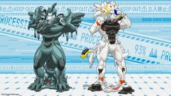 absurd_res anthro bound encasement generation_5_pokemon generation_7_pokemon goo_(disambiguation) hi_res latex legendary_pokemon male_only nintendo pokemon pokemon_(species) pokemon_transformation rubber solgaleo transformation zekrom