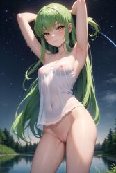 ai_generated armpits bangs c.c. code_geass curvy female green_hair nervous stable_diffusion