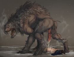 after_sex animal_genitalia creepy_gun cum ethan_winters feral male/male monster non-human precum resident_evil resident_evil_8:_village size_difference tagme varcolac werewolf