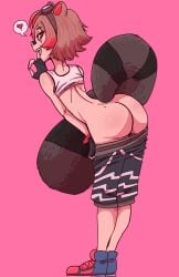 ass big_ass big_hips brown_hair latam_virtual_youtuber ok raccoon raccoon_ears raccoon_girl raccoon_tail rakkun showing_ass simple_background tagme tail virtual_youtuber vtuber vtuberfanart