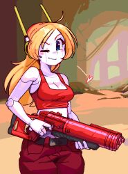 cave_story clothed clothing color curly_brace humanoid robot robot_girl robot_humanoid wamudraws wink winking_at_viewer