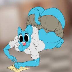 anthro ass ass_focus ass_up ass_visible_through_thighs bare_legs bare_thighs barefoot big_ass big_breasts black_eyes blue_body blue_fur blue_skin breast_hold breast_squeeze breasts breasts_bigger_than_head bubble_ass bubble_butt cartoon_network cat_ears cat_humanoid cat_tail catgirl cleaning cleavage curvy curvy_body curvy_female curvy_figure curvy_hips curvy_thighs exposed_ass female hips hips_wider_than_shoulders huge_ass huge_breasts humanoid large_ass large_breasts legs massive_ass muscular_legs muscular_thighs nicole_watterson on_all_fours on_floor open_mouth popstepx short_hair showing_breasts tail the_amazing_world_of_gumball thick thick_ass thick_hips thick_lips thick_thighs thighs thighs_bigger_than_head tight_pussy voluptuous voluptuous_female wide_hips wide_thighs