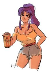 1girls misato_katsuragi neon_genesis_evangelion okaybeex purple_hair