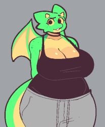 anthro cleavage dragon_girl female huge_breasts inkplasm lowres marilin_(inkplasm) non-mammal_breasts welwraith