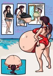 1girls big_belly black_lagoon english_text female female_only fetal_movement hyper hyper_belly hyper_pregnancy pregnant ready_to_pop revy shydude solo solo_female text