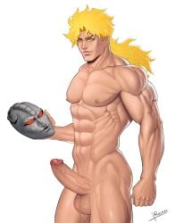 1boy bara blonde_hair dio_brando jojo's_bizarre_adventure long_hair male male_only muscular_male nude_male pectorals penis phantom_blood reiner55 solo veiny_penis