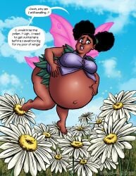 1girls breasts dark-skinned_female dark_skin english_text fairy female female_only heavy hyper hyper_belly hyper_pregnancy pregnant ready_to_pop sidkid44 solo solo_female text wings