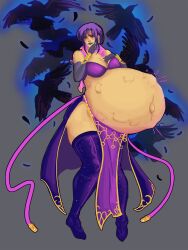 1girls breasts cleavage female female_only fetal_movement fire_emblem fire_emblem:_the_blazing_blade huge_breasts hyper hyper_belly hyper_pregnancy nintendo pregnant purple_hair ready_to_pop solo ursula_(fire_emblem) xcel-zero