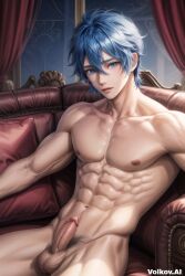 1boy abs ai_generated big_cock big_dick big_penis gay kaito kaito_shion looking_at_viewer male male_focus male_only muscles muscular_arms muscular_legs muscular_male