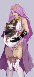 1girls belly_expansion big_belly big_breasts breast_expansion breasts female female_only pregnant rapid_pregnancy ready_to_pop shingeki_no_bahamut solo solo_female torn_clothes xcel-zero