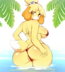 1girls 2023 2d absurd_res animal_crossing anthro ass big_ass big_breasts big_butt bikini eyebrows_visible_through_hair eyes_visible_through_hair female female_only furry furry_only hand_on_butt hi_res humanoid in_water isabelle_(animal_crossing) large_ass large_breasts looking_at_viewer looking_back looking_back_at_viewer nintendo pussy solo solo_female standing standing_in_water swimsuit swimwear tail thick_thighs thighs vtalna white_background wide_hips yellow_body yellow_fur