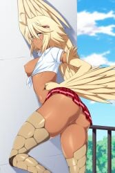 feathers female female_only flashing_pussy gyaru harpy lindaroze monster_girl monster_musume_no_iru_nichijou nipples no_bra no_panties papi_(monster_musume) pussy school_uniform schoolgirl_uniform tagme tan tan_body third-party_edit tits_out wings