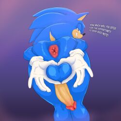 anthro anus ass balls dialogue genitals hi_res jackofak looking_back male penis sega solo sonic_(series) sonic_the_hedgehog sonic_the_hedgehog_(series)