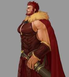 bara beard closed_eyes facial_hair fate_(series) fully_clothed iskandar_(fate) male male_only muscles muscular red_hair solo solo_male xianyusamuel