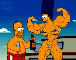 04brutale abs biceps big_breasts big_muscles bikini blue_hair breasts female homer_simpson huge_breasts huge_muscles large_breasts large_muscles male marge_simpson muscles muscular muscular_female pecs the_simpsons yellow_body