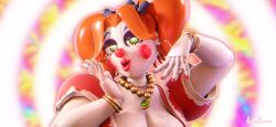 1girls 3d 3d_(artwork) 3d_model animatronic anthony_blender artist_name artist_signature baby_(fnafsl) blue_bowtie blue_eyebrows bowtie bra breasts circus_baby circus_baby_(fnaf) circus_mommy circus_mommy_2.0_(anthony_blender) cleavage clown_makeup clown_nose earrings female female_focus female_only five_nights_at_freddy's five_nights_at_freddy's:_sister_location fnaf freckles gold_jewelry green_eyes green_gemstone hd hi_res high_resolution highres huge_breasts kissy_face large_breasts logo looking_at_viewer model mommy_kink nail_polish necklace orange_hair png purple_eyeshadow red_bra red_lipstick red_nails red_shirt robot robot_girl robot_humanoid scottgames shirt signature sister_location solo solo_female solo_focus twintails widescreen